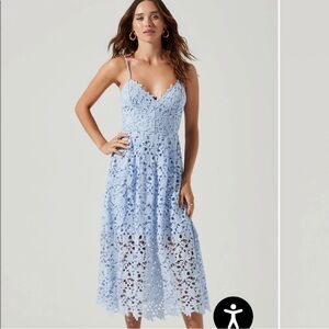 ASTR Lace A-line Midi Dress, Size M, Periwinkle